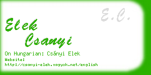 elek csanyi business card